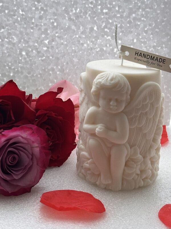 Cherub with Wings and Flower Detail  Soy Wax Candle