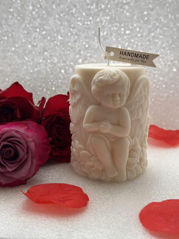 Cherub with Wings and Flower Detail  Soy Wax Candle