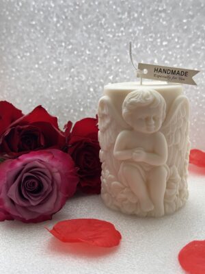 Cherub with Wings and Flower Detail  Soy Wax Candle